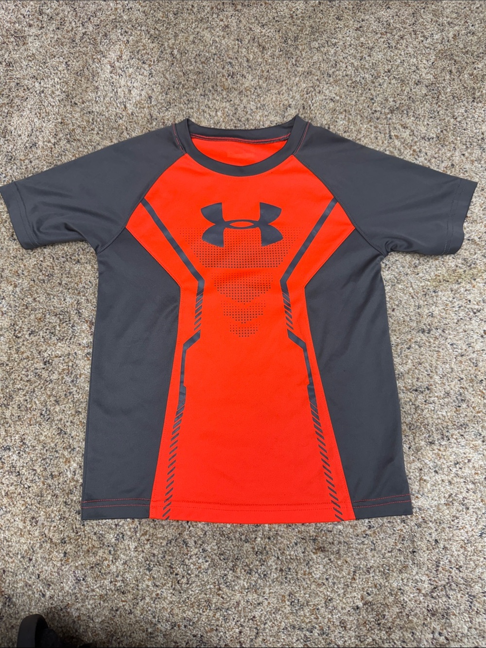 Under Armour Gray and Red Boys' Athletic Short Sleeve Tee